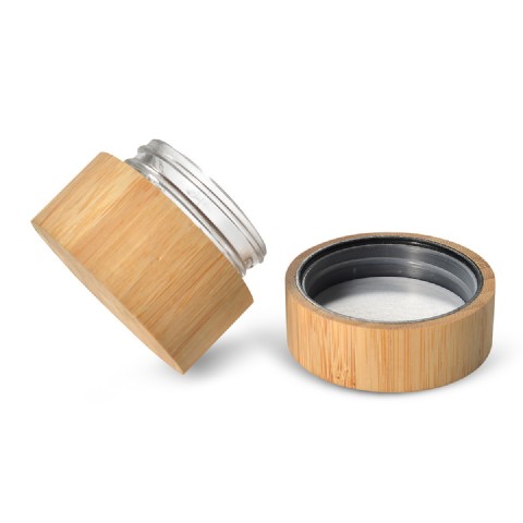 Cylinder Shape PP Inner Eco Friendly Bamboo Cosmetic Jar