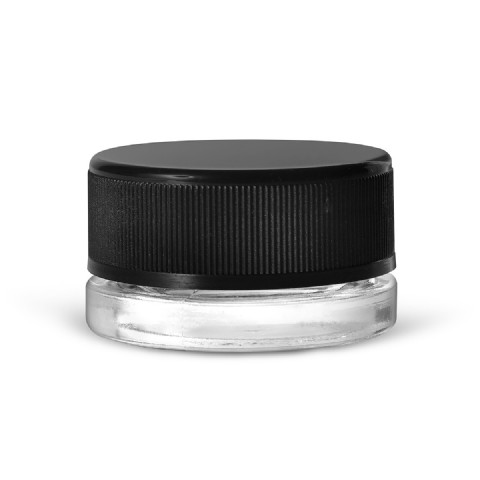 Child Resistant Shatter Wax Glass Jar with Black Lid