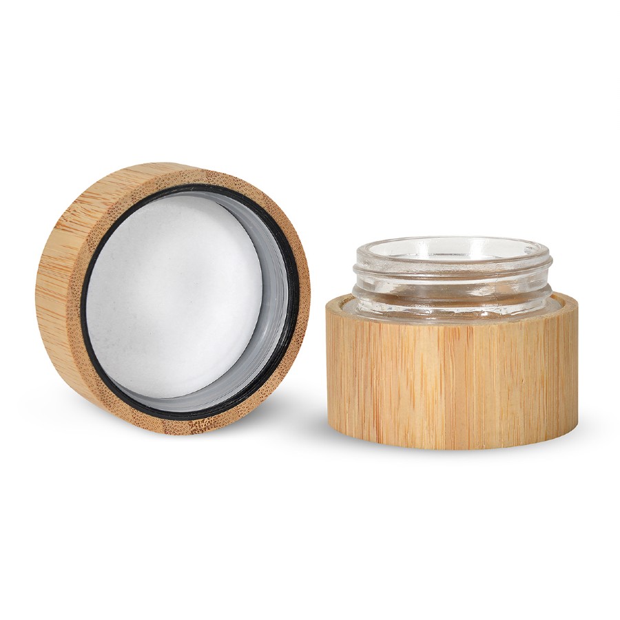 Cylinder Shape PP Inner Eco Friendly Bamboo Cosmetic Jar