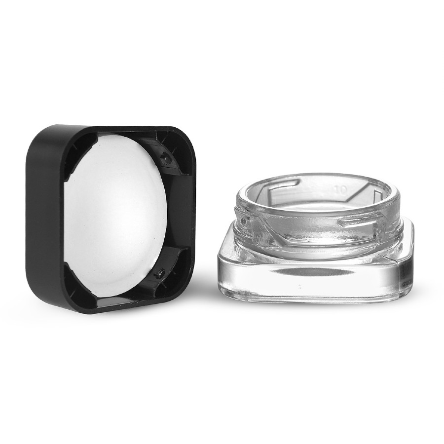 Cube Bottle Transparent Glass Jar with Black Cap