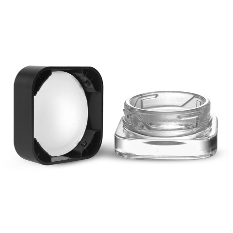 Cube Bottle Transparent Glass Jar with Black Cap