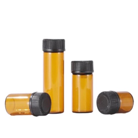 Amber Glass Tube Bottle with Plastic Lid