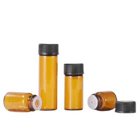 Amber Glass Tube Bottle with Plastic Lid