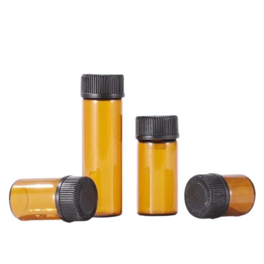 Amber Glass Tube Bottle with Plastic Lid