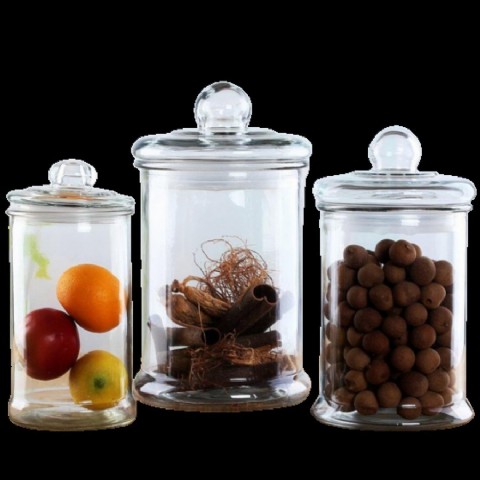 Cylinder Storage Bottles Jars Glass Food Storage Container with Lid