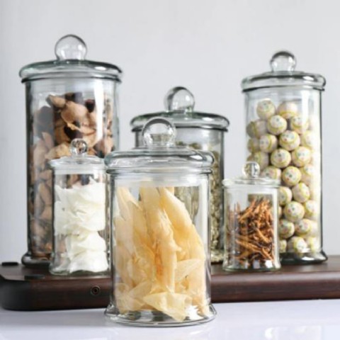 Cylinder Storage Bottles Jars Glass Food Storage Container with Lid