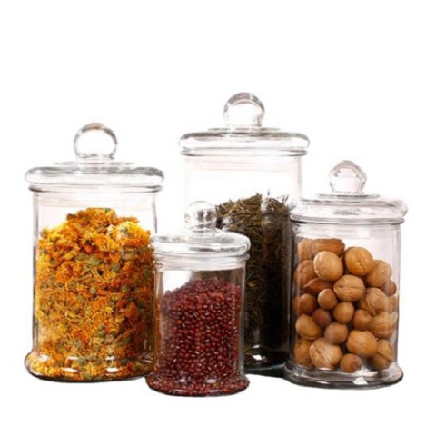 Cylinder Storage Bottles Jars Glass Food Storage Container with Lid