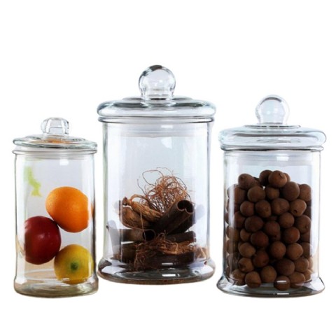 Cylinder Storage Bottles Jars Glass Food Storage Container with Lid