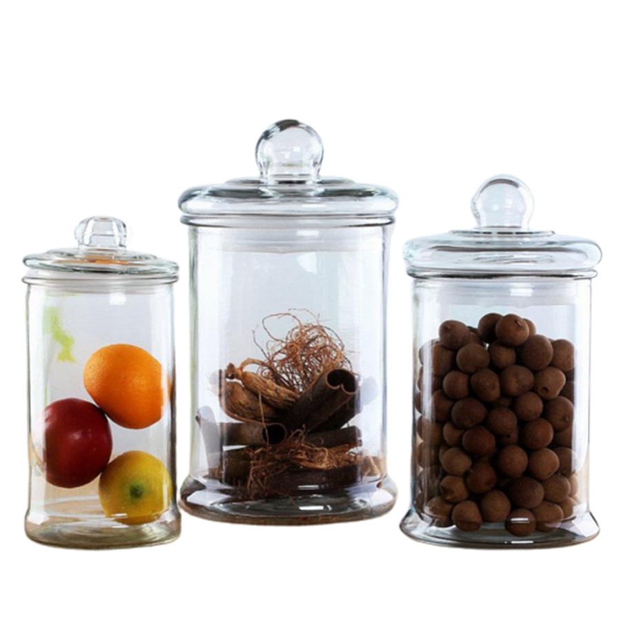 Cylinder Storage Bottles Jars Glass Food Storage Container with Lid