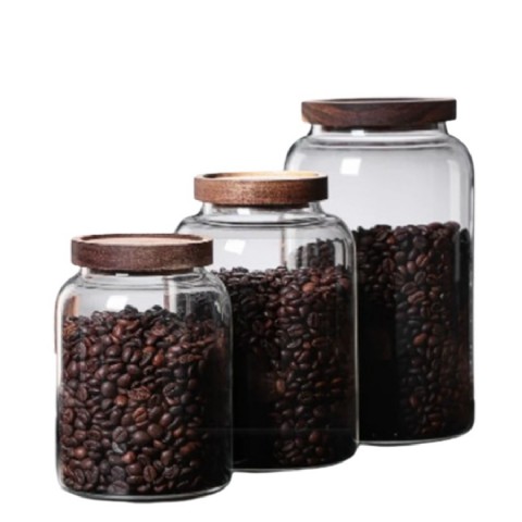 Multi-Function Storage High-Quality Heat-Resistant Glass Food Storage Jar With Wood Cap