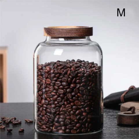 Multi-Function Storage High-Quality Heat-Resistant Glass Food Storage Jar With Wood Cap