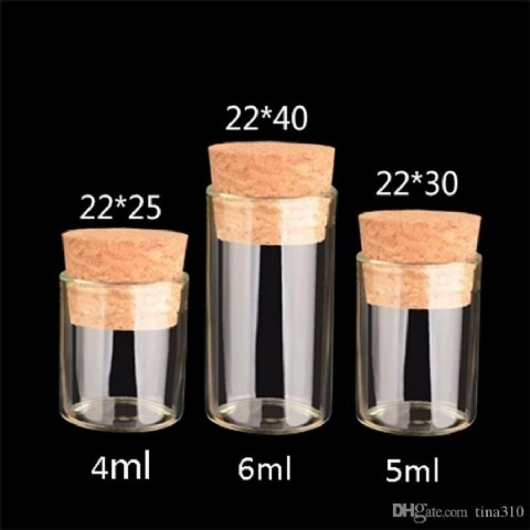 Flat Bottom Glass Test Tube with Cork Lid