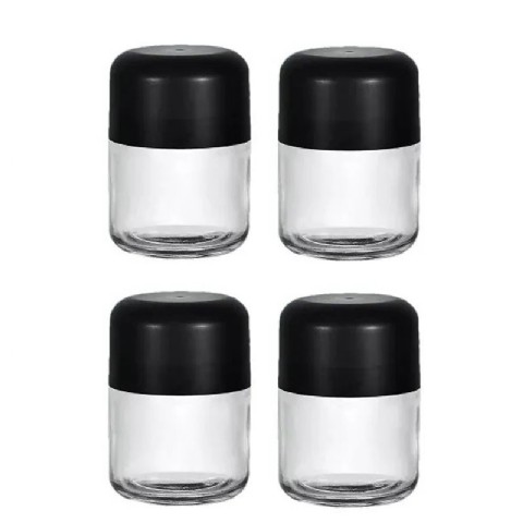 Cylinder Transparent Storage Glass Jars with Black Screw Plastic Caps