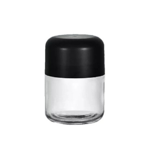 Cylinder Transparent Storage Glass Jars with Black Screw Plastic Caps